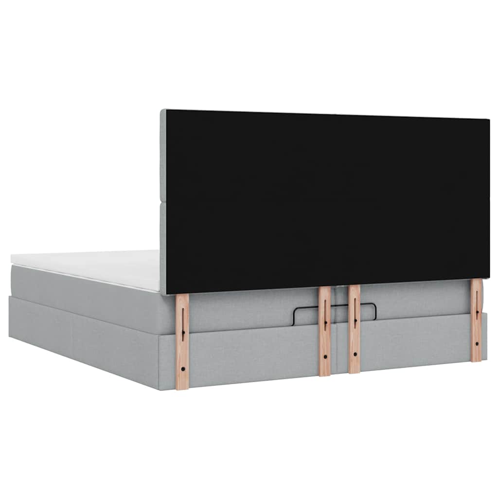 Cadre de lit ottoman et matelas gris clair 200x200cm tissu - XIOS