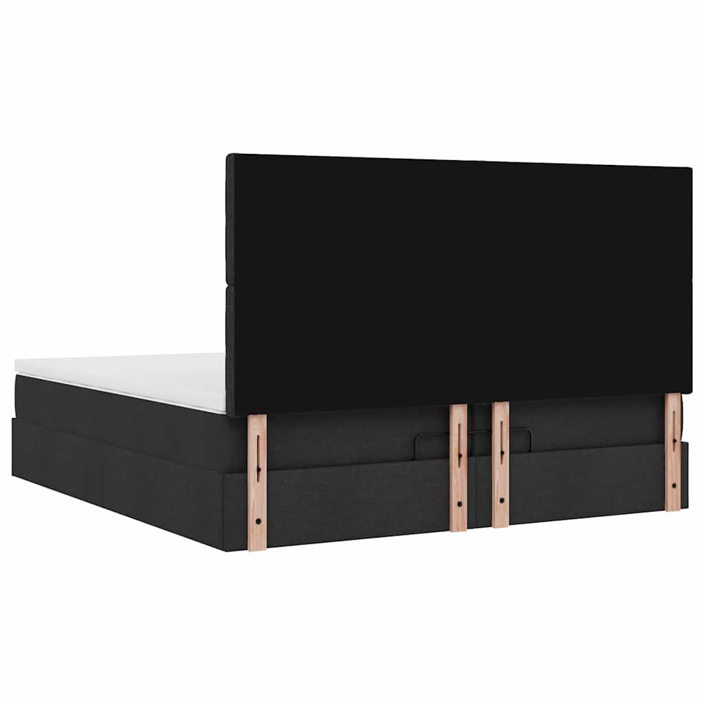 Cadre de lit ottoman avec matelas noir 200x200cm tissu - XIOS