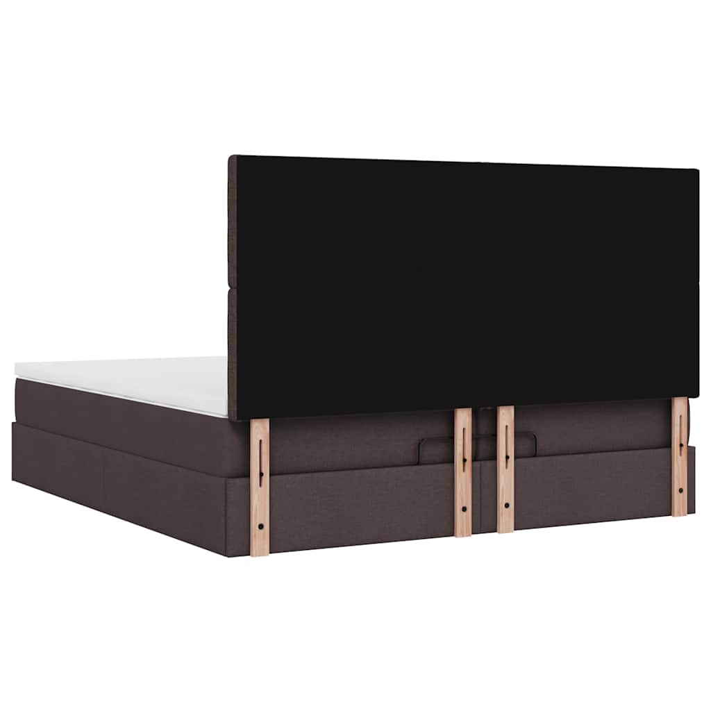 Cadre de lit ottoman avec matelas marron foncé 200x200 cm tissu - XIOS