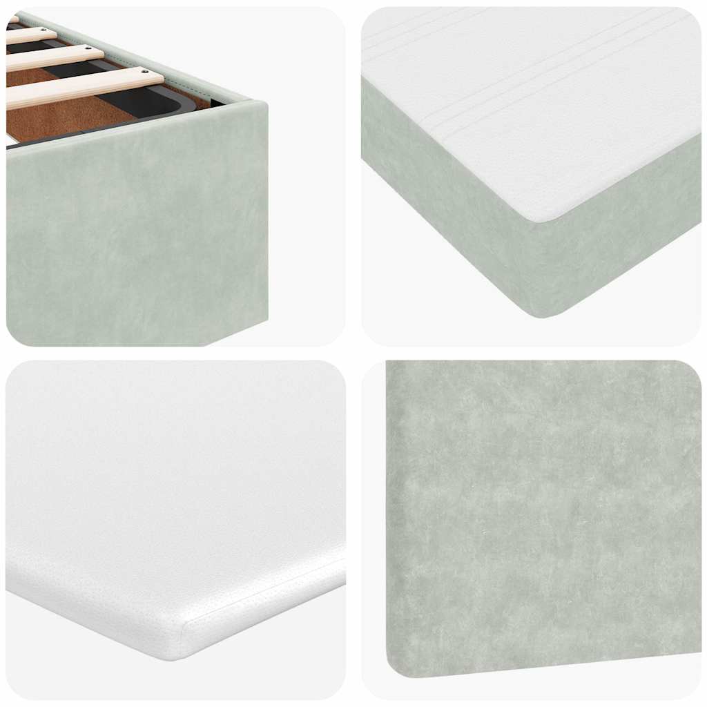 Cadre de lit ottoman et matelas gris clair 90x190 cm velours