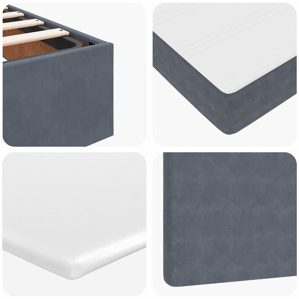 Cadre de lit ottoman et matelas gris foncé 90x200 cm velours