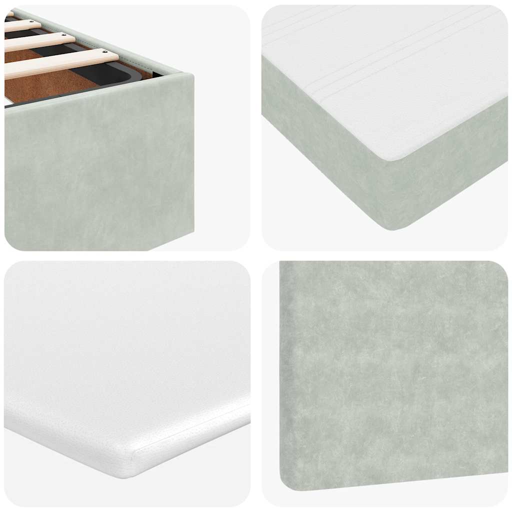 Cadre de lit ottoman avec matelas gris clair 120x190 cm velours
