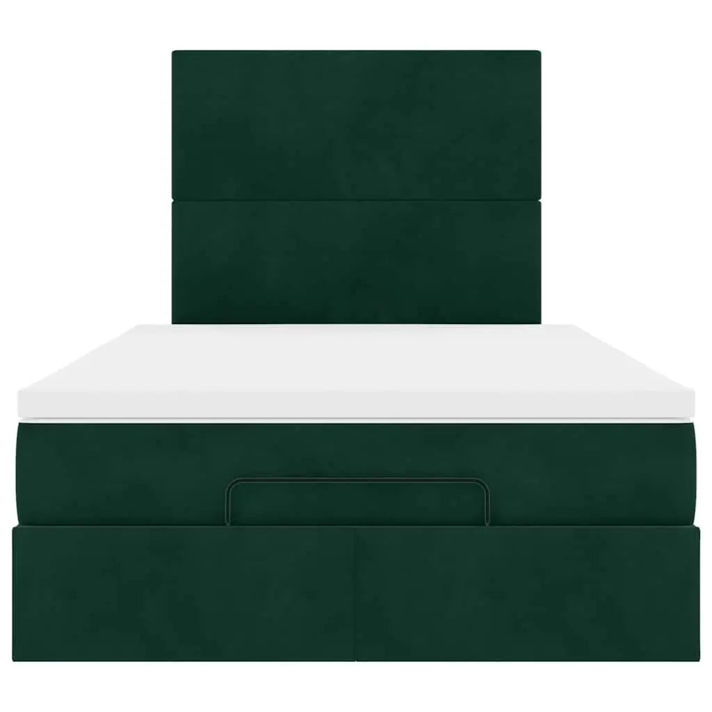 Cadre de lit ottoman avec matelas vert foncé 120x190 cm velours - XIOS