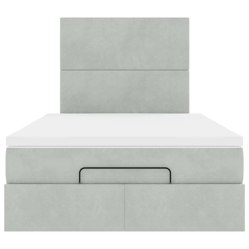 Cadre de lit ottoman et matelas gris clair 120x200 cm velours - XIOS