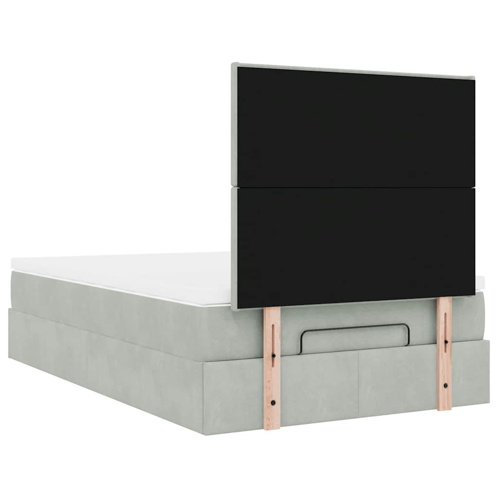 Cadre de lit ottoman et matelas gris clair 120x200 cm velours - XIOS