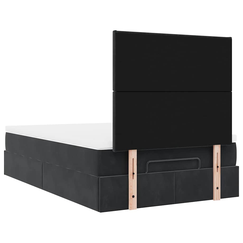 Cadre de lit ottoman avec matelas noir 120x200 cm velours - XIOS