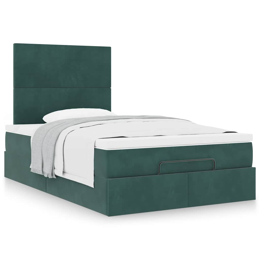 Cadre de lit ottoman avec matelas vert foncé 120x200 cm velours - XIOS