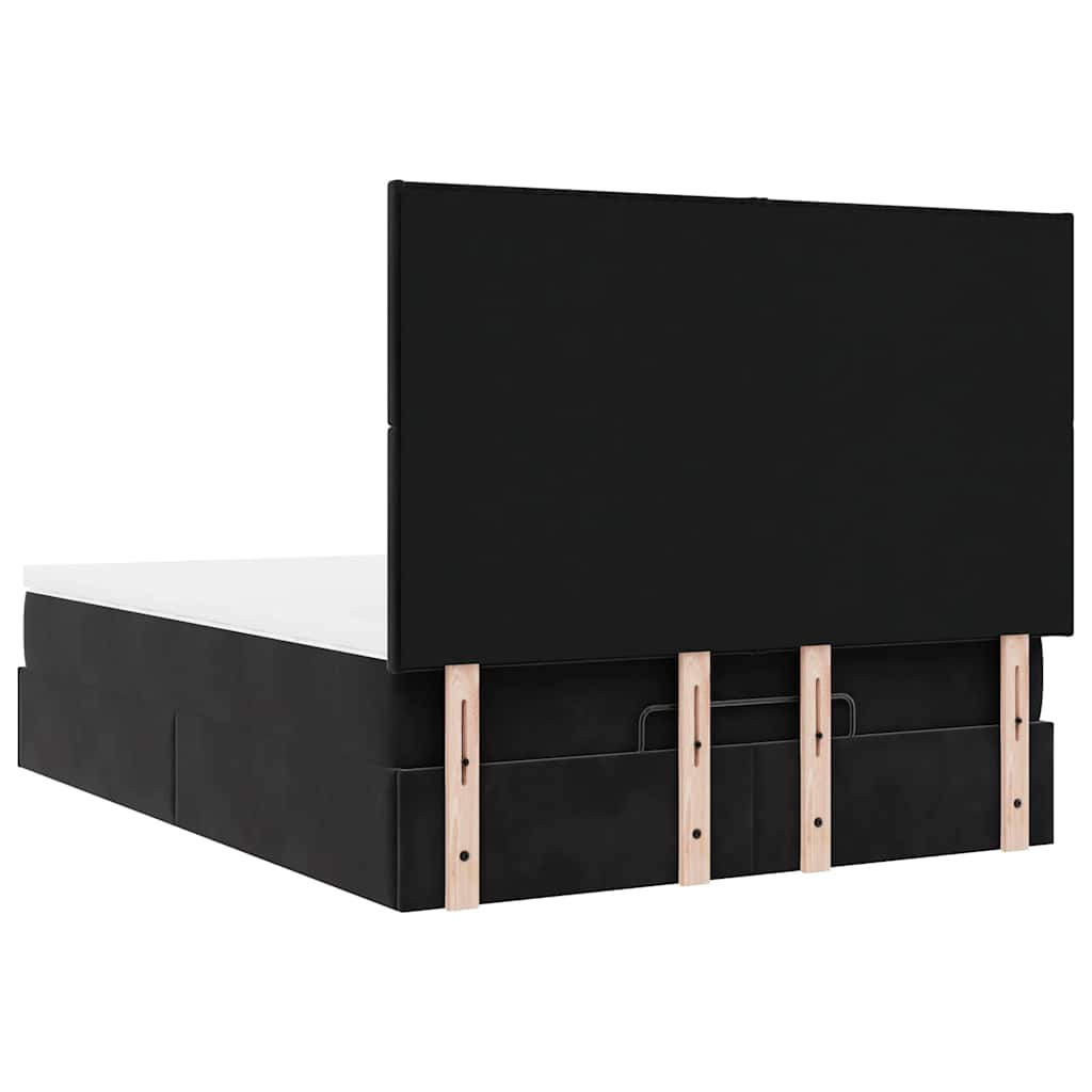 Cadre de lit ottoman avec matelas noir 140x190 cm velours - XIOS