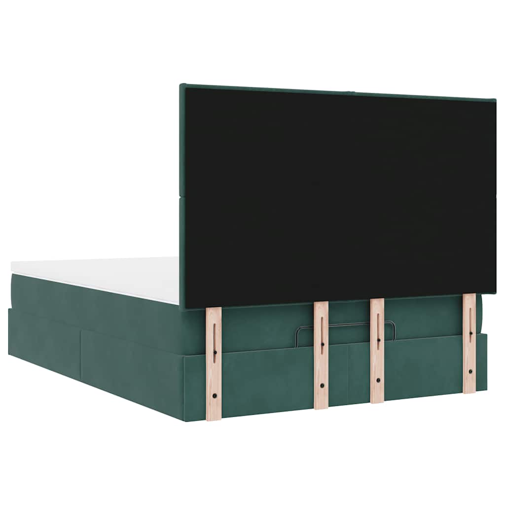 Cadre de lit ottoman avec matelas vert foncé 140x190 cm velours - XIOS