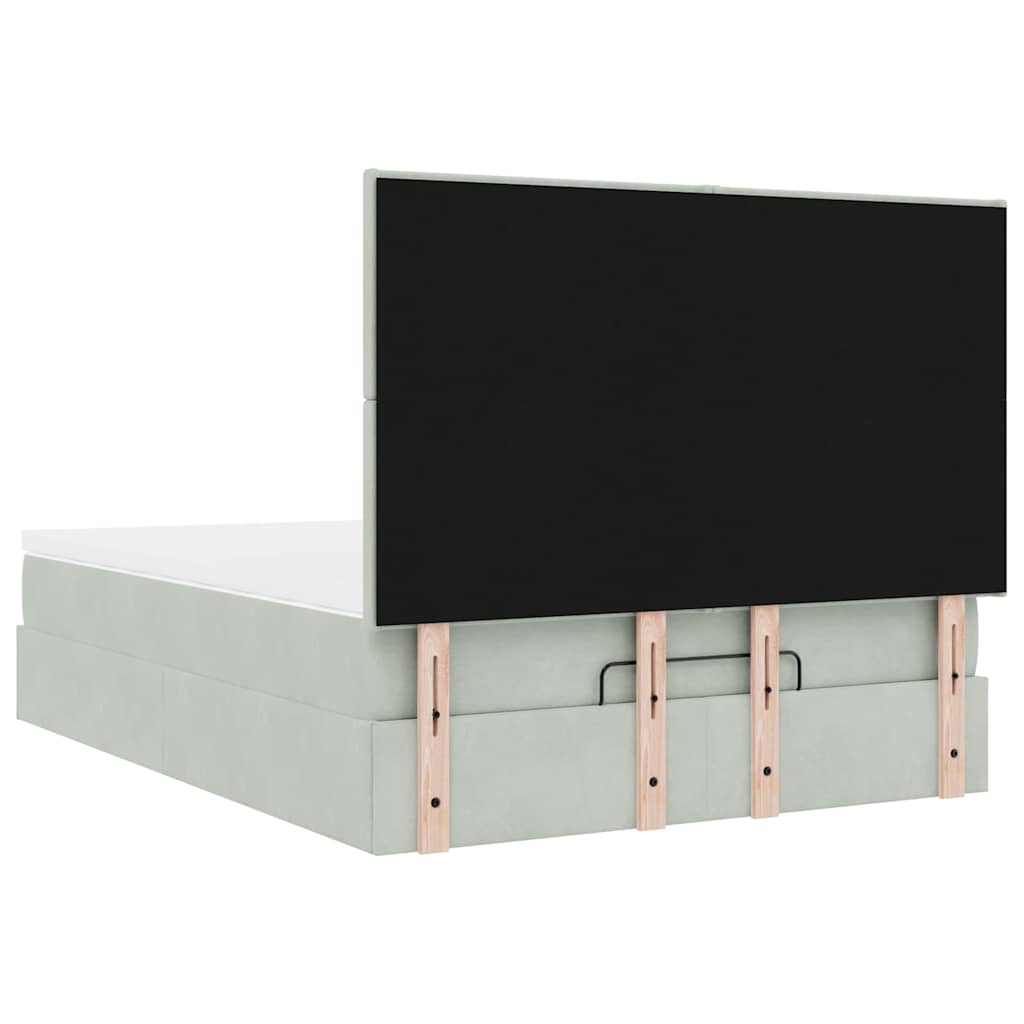 Cadre de lit ottoman avec matelas gris clair 140x200 cm velours - XIOS