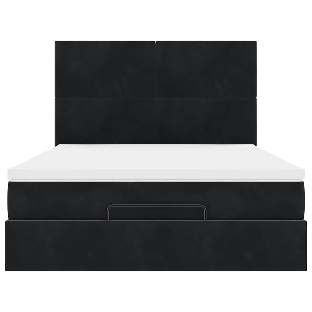 Cadre de lit ottoman avec matelas noir 140x200 cm velours - XIOS