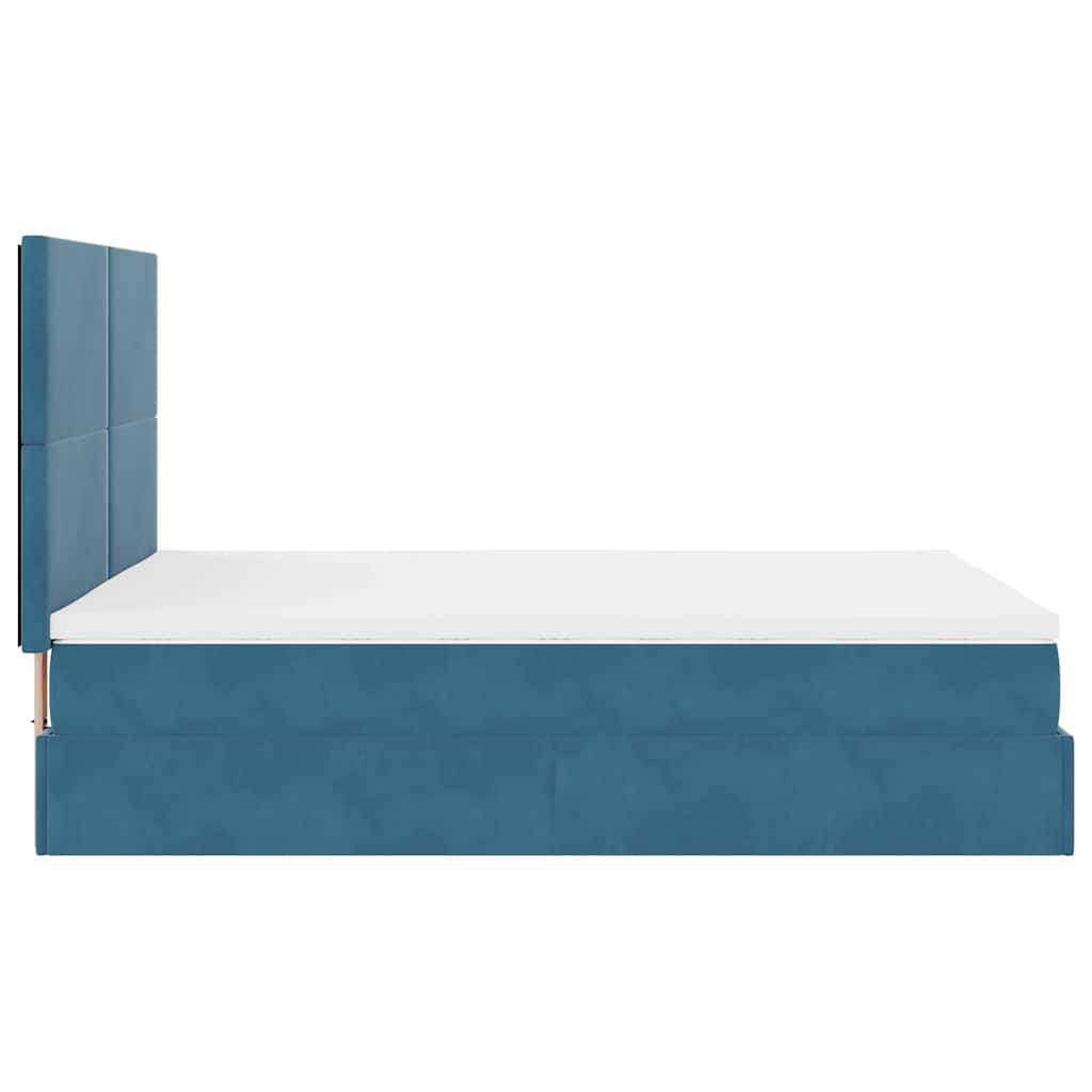Cadre de lit ottoman avec matelas bleu foncé 140x200 cm velours - XIOS