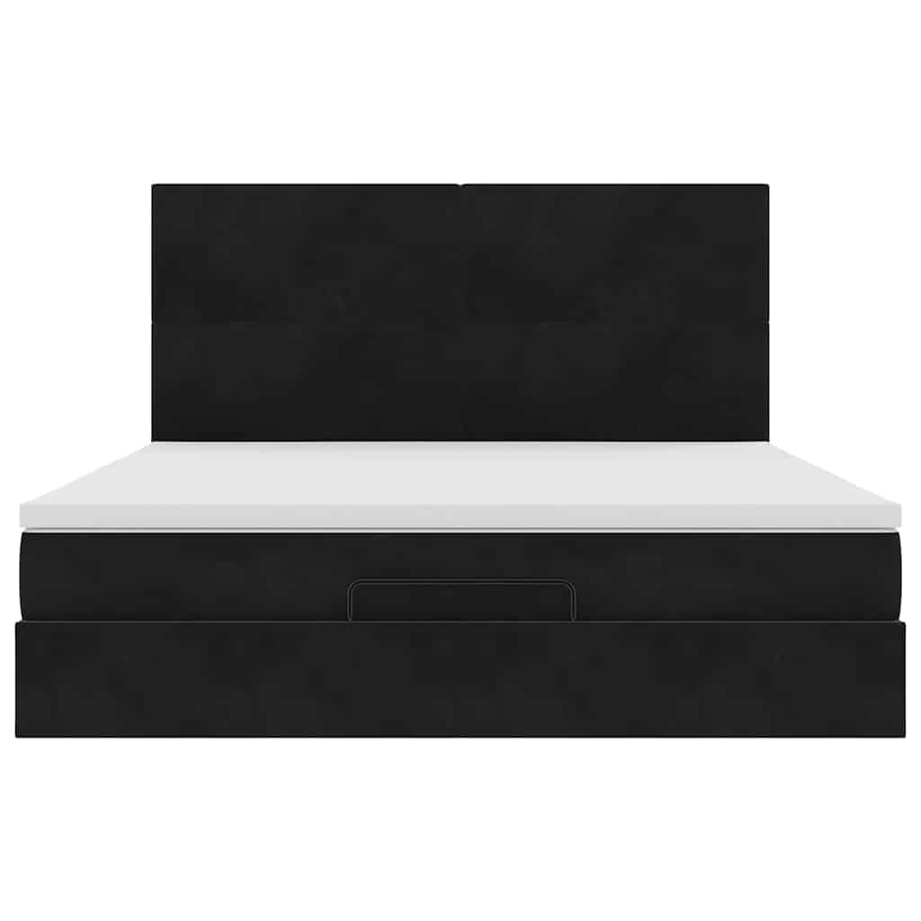Cadre de lit ottoman avec matelas noir 160x200 cm velours - XIOS