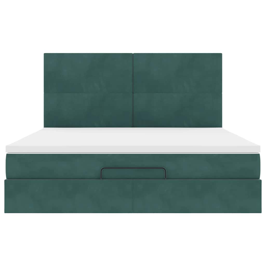 Cadre de lit ottoman avec matelas vert foncé 180x200cm velours - XIOS