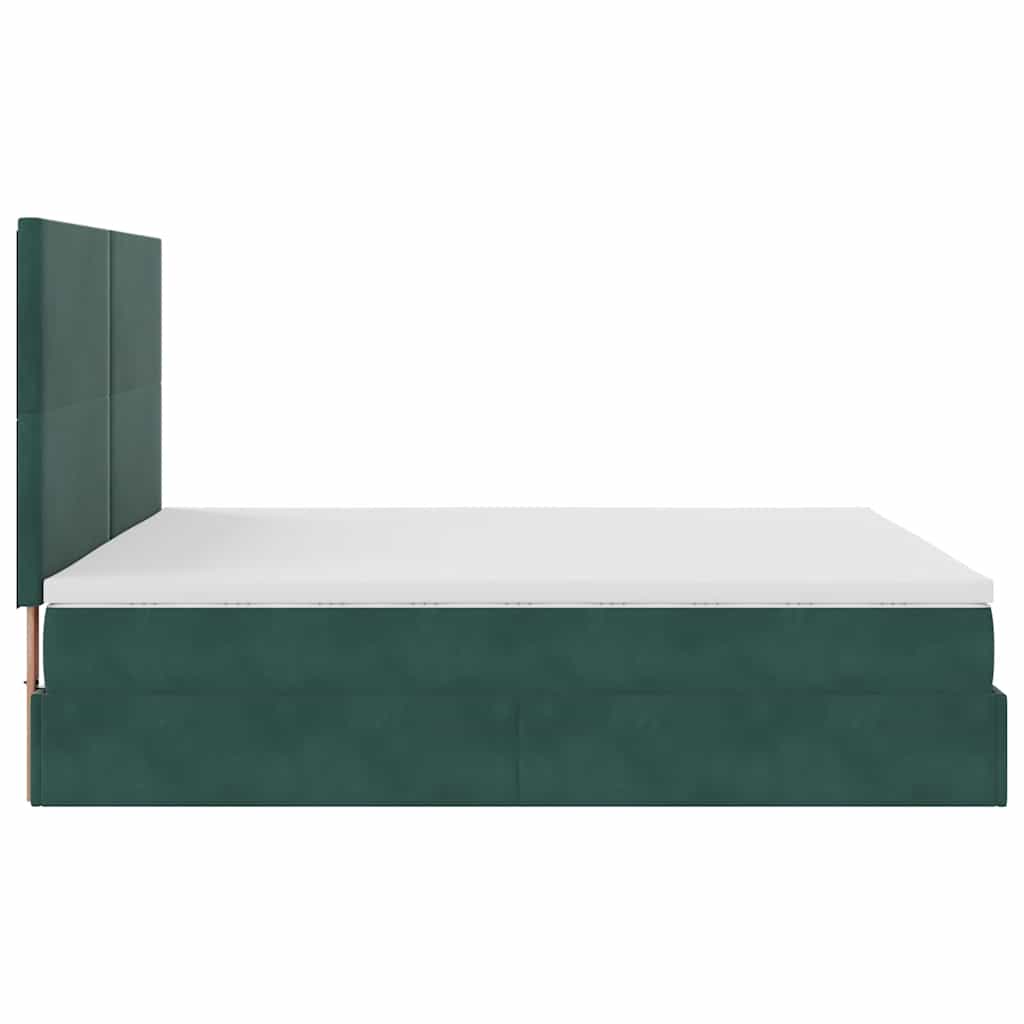 Cadre de lit ottoman avec matelas vert foncé 180x200cm velours - XIOS