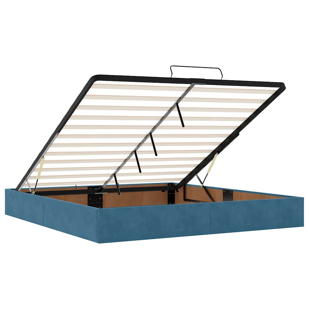 Cadre de lit ottoman avec matelas bleu foncé 180x200 cm velours - XIOS