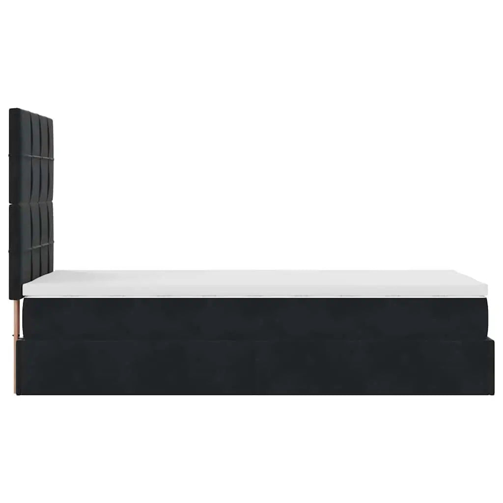 Cadre de lit ottoman avec matelas noir 90x200 cm velours - XIOS