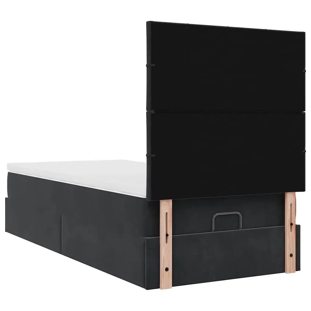 Cadre de lit ottoman avec matelas noir 90x200 cm velours - XIOS