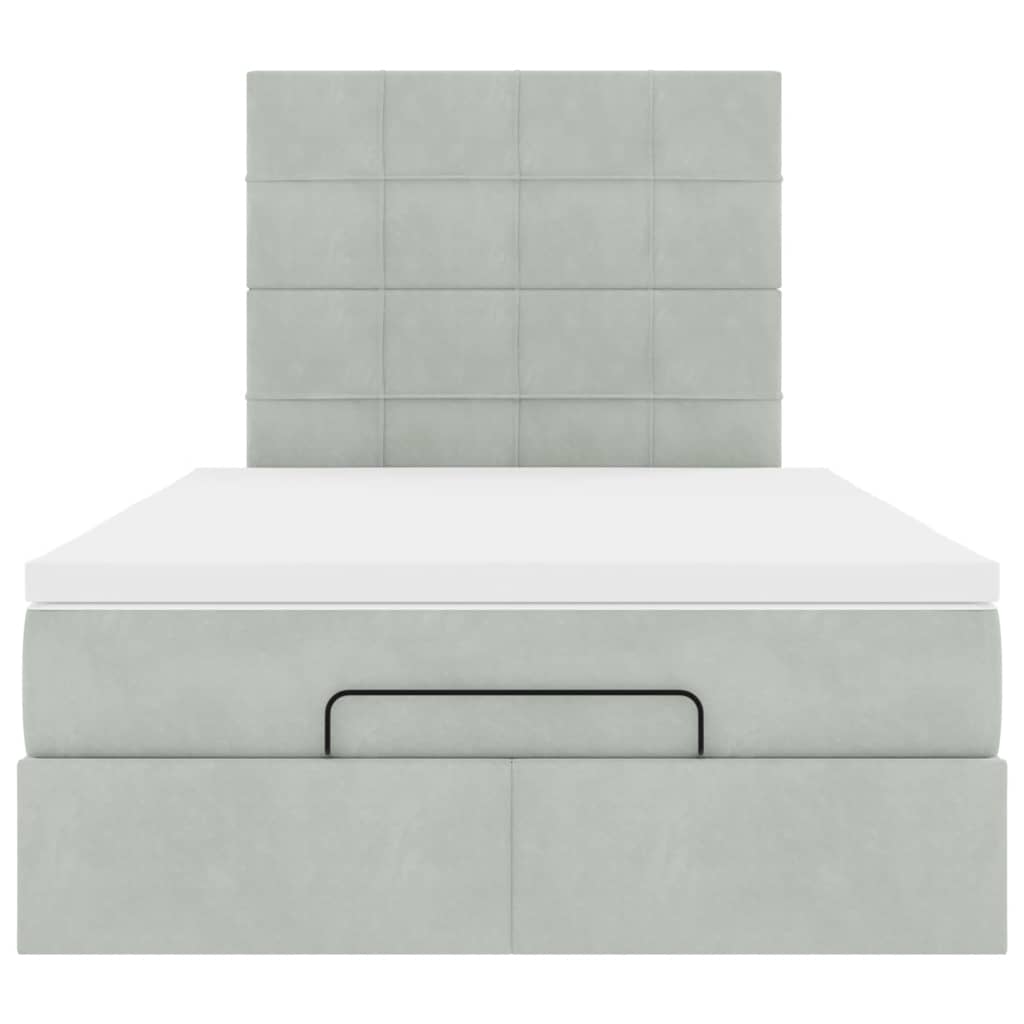 Cadre de lit ottoman avec matelas gris clair 120x190 cm velours - XIOS