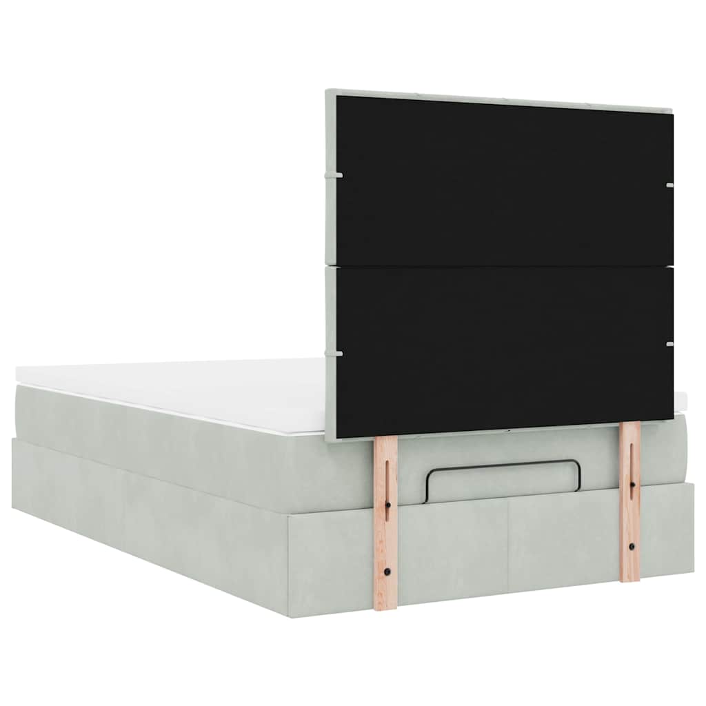 Cadre de lit ottoman avec matelas gris clair 120x190 cm velours - XIOS