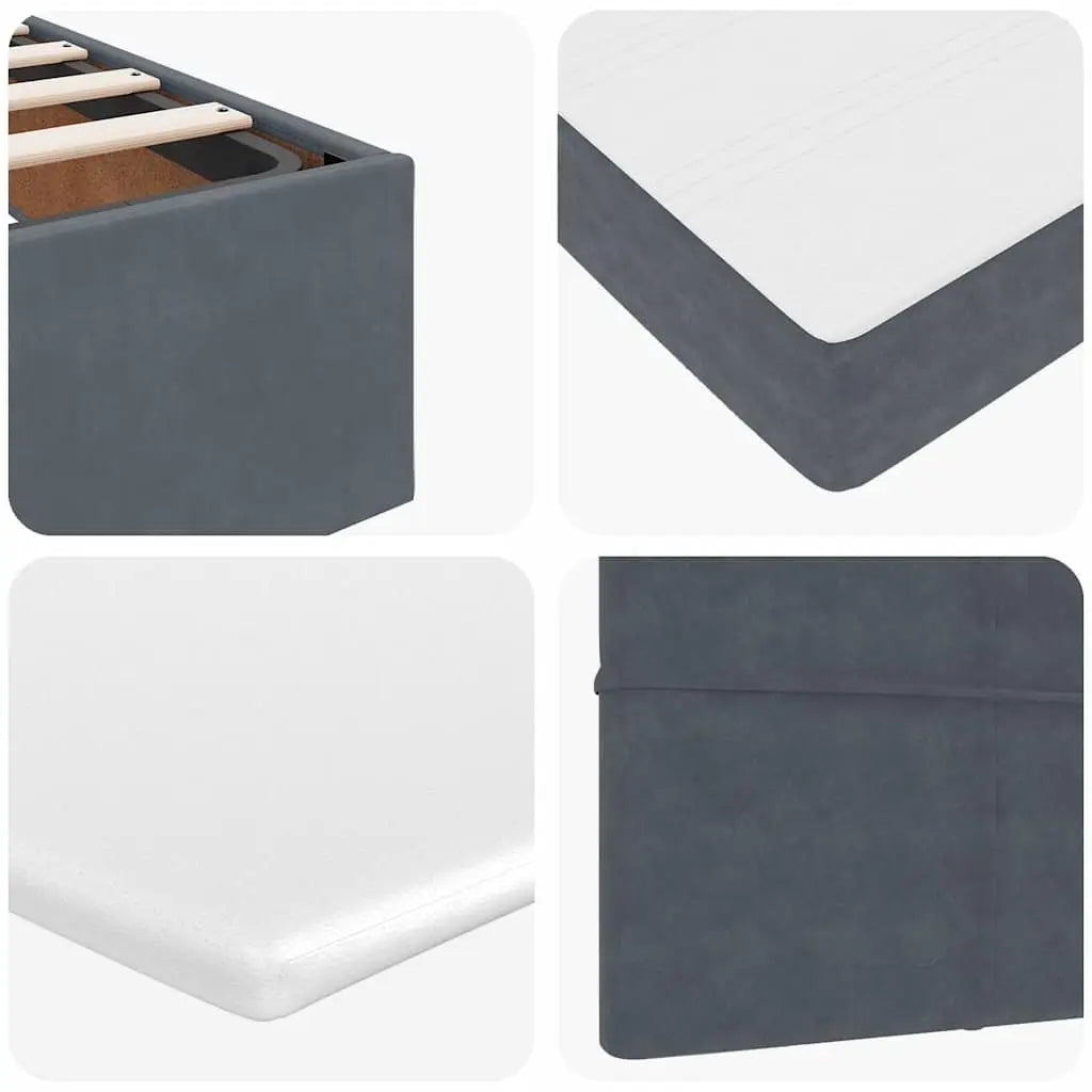 Cadre de lit ottoman avec matelas gris foncé 120x190 cm velours - XIOS