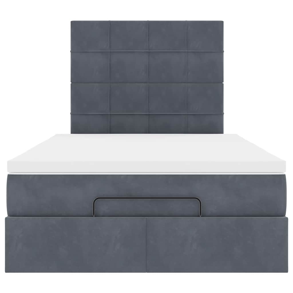 Cadre de lit ottoman avec matelas gris foncé 120x190 cm velours - XIOS