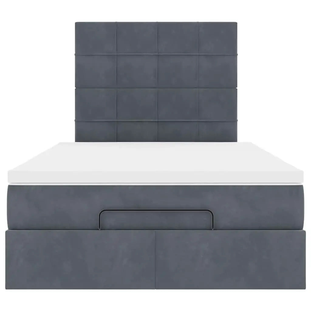 Cadre de lit ottoman avec matelas gris foncé 120x190 cm velours - XIOS