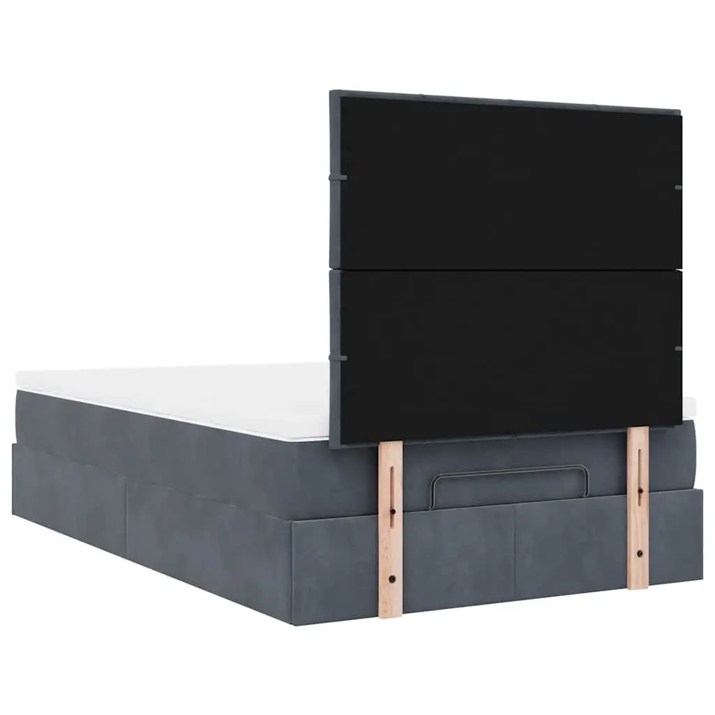 Cadre de lit ottoman avec matelas gris foncé 120x190 cm velours - XIOS