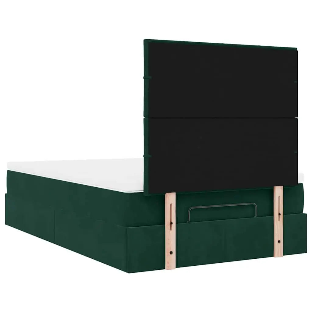 Cadre de lit ottoman avec matelas vert foncé 120x190 cm velours - XIOS