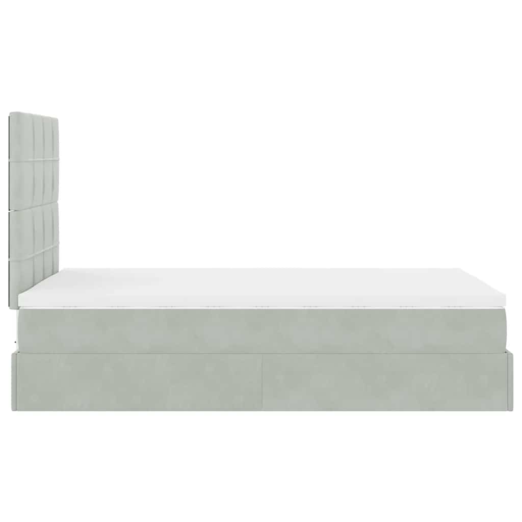 Cadre de lit ottoman et matelas gris clair 120x200 cm velours - XIOS