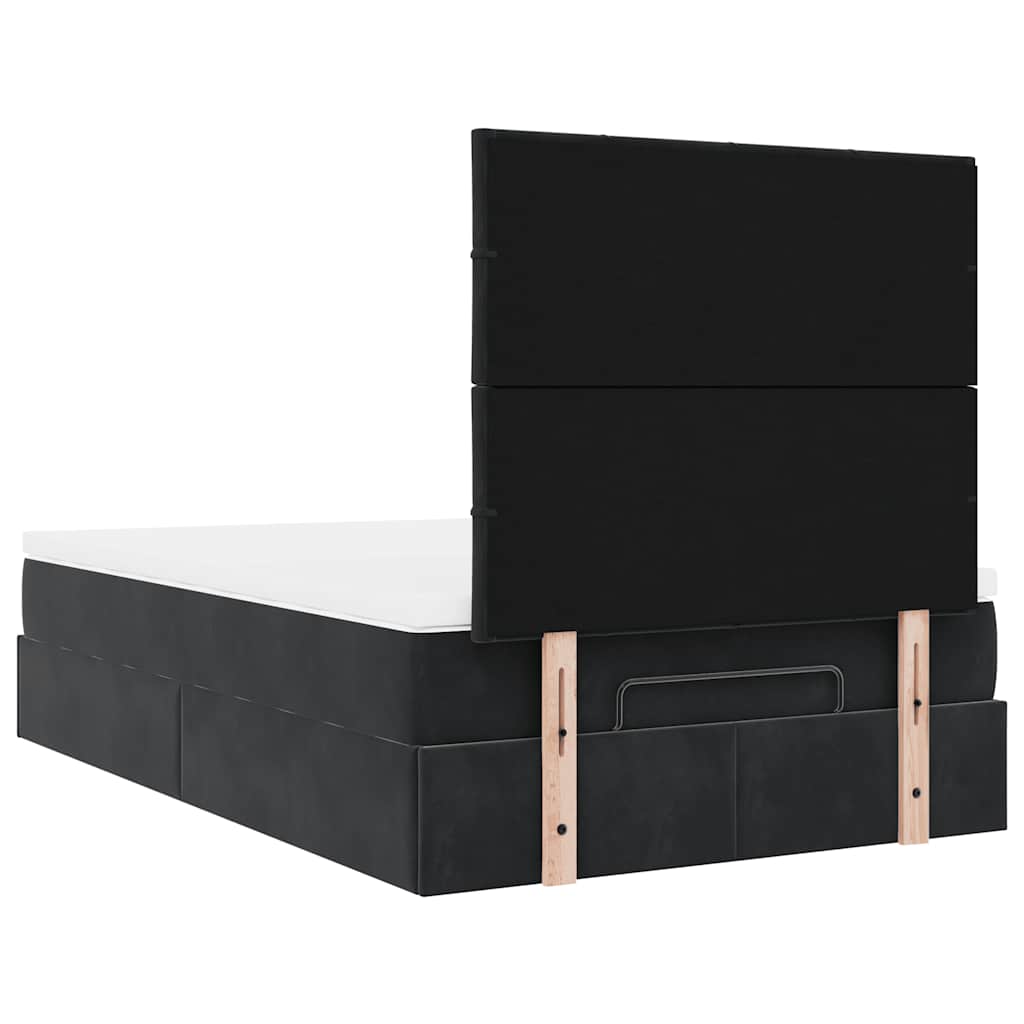 Cadre de lit ottoman avec matelas noir 120x200 cm velours - XIOS