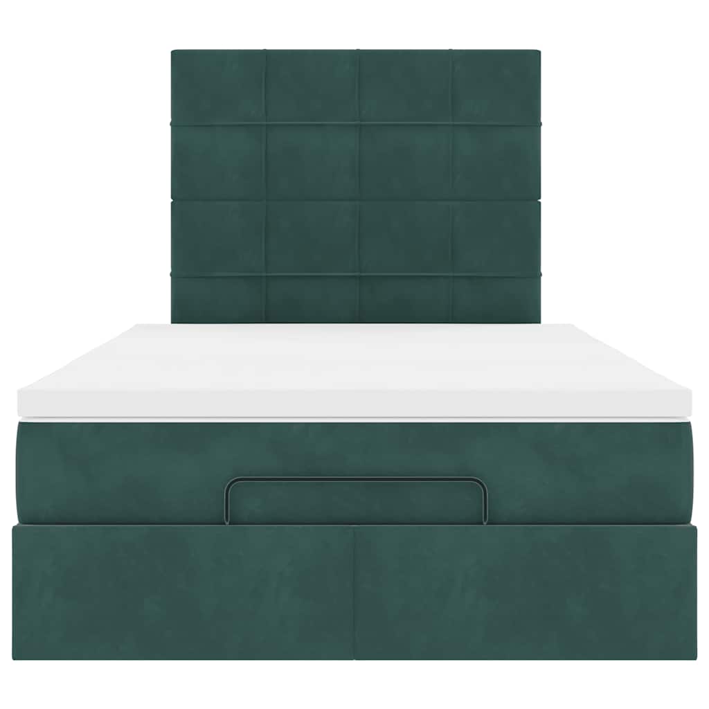 Cadre de lit ottoman avec matelas vert foncé 120x200 cm velours - XIOS