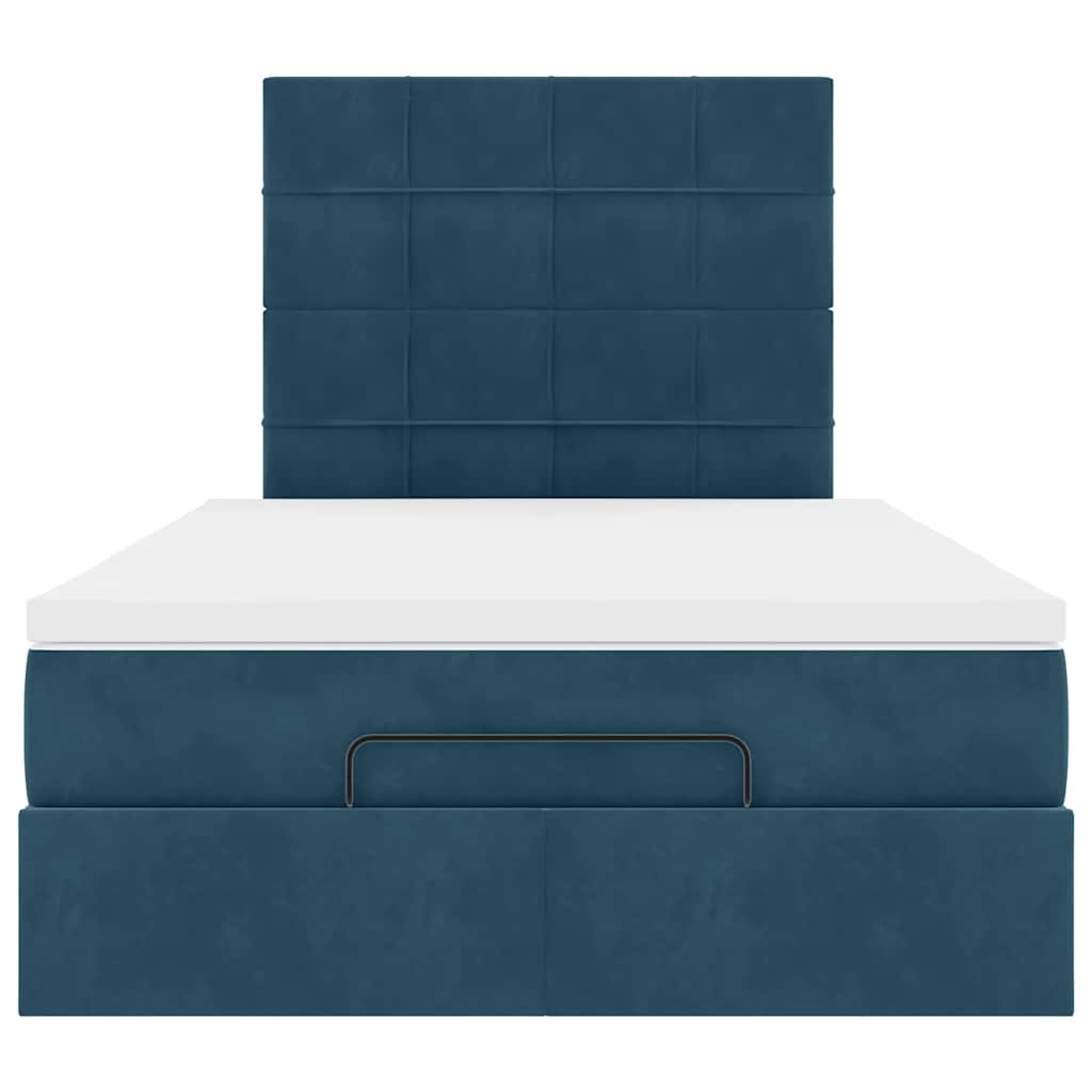 Cadre de lit ottoman avec matelas bleu foncé 120x200 cm velours - XIOS