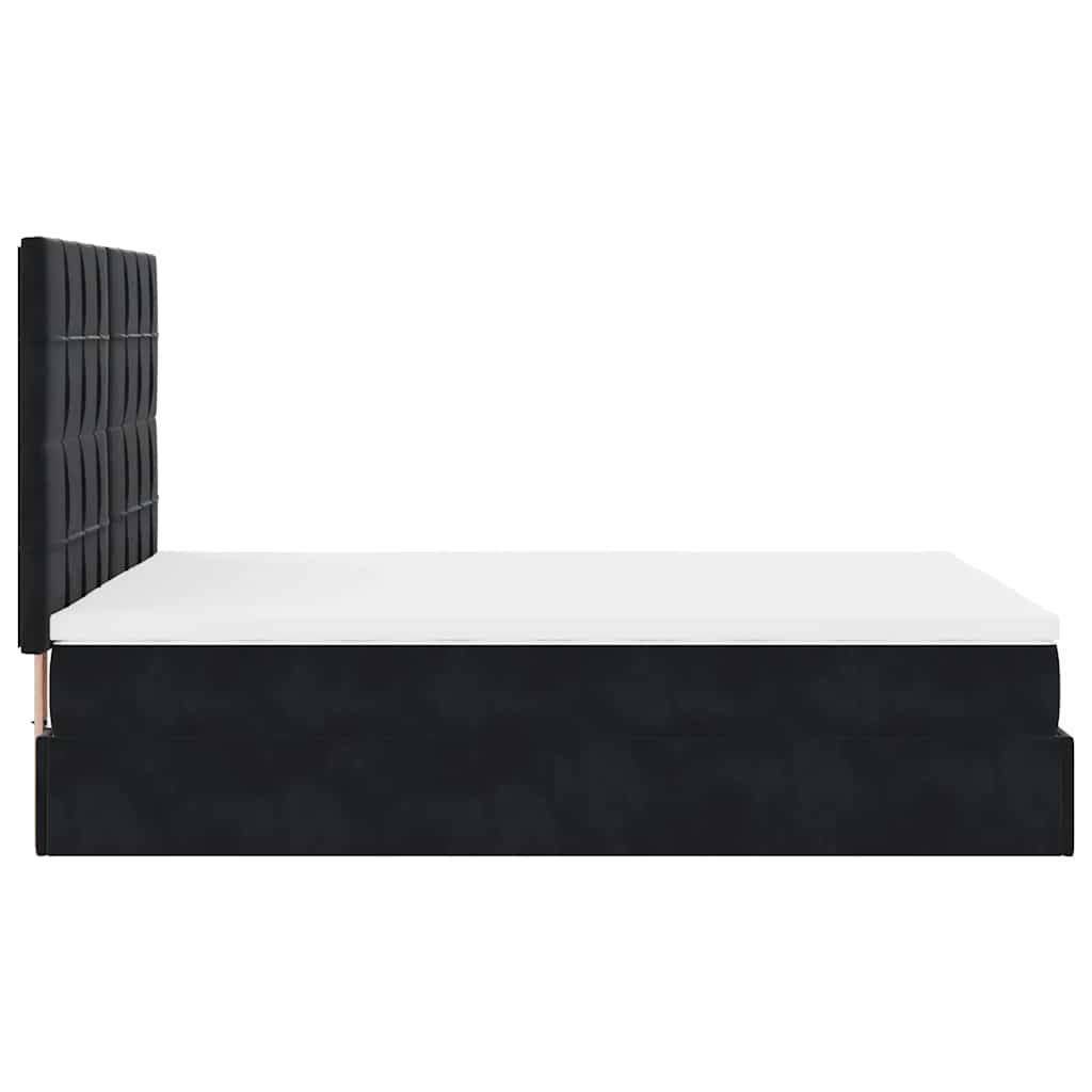 Cadre de lit ottoman avec matelas noir 140x190 cm velours - XIOS