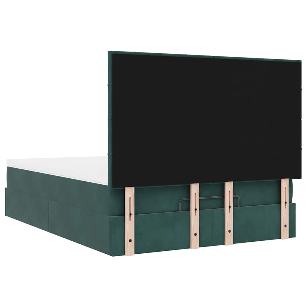 Cadre de lit ottoman avec matelas vert foncé 140x200 cm velours - XIOS