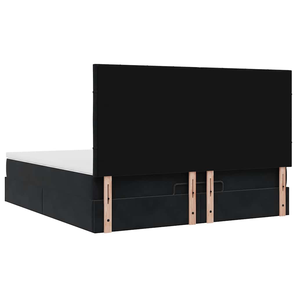 Cadre de lit ottoman avec matelas noir 160x200 cm velours - XIOS