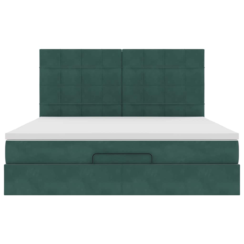 Cadre de lit ottoman avec matelas vert foncé 180x200cm velours - XIOS