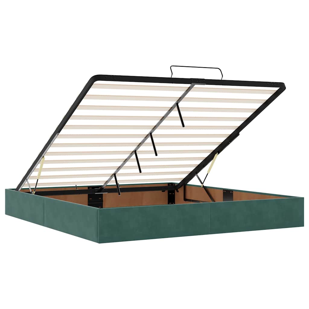 Cadre de lit ottoman avec matelas vert foncé 200x200 cm velours Lits & cadres de lit vidaXL