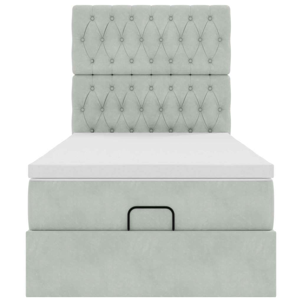 Cadre de lit ottoman avec matelas gris clair 80x200 cm velours - XIOS