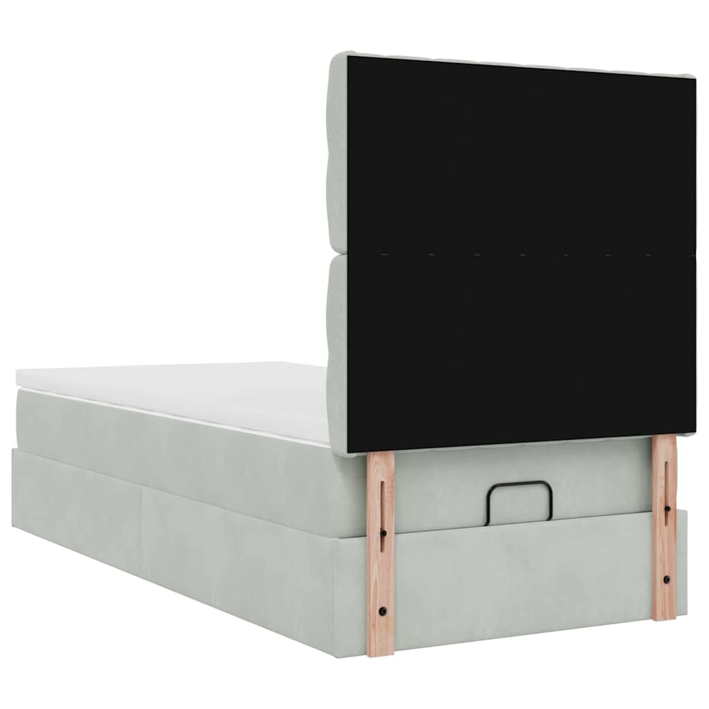Cadre de lit ottoman avec matelas gris clair 80x200 cm velours - XIOS