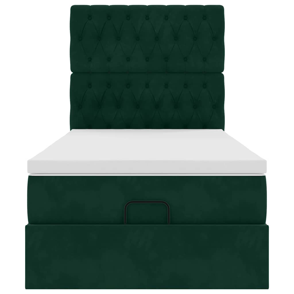 Cadre de lit ottoman avec matelas vert foncé 90x200 cm velours - XIOS