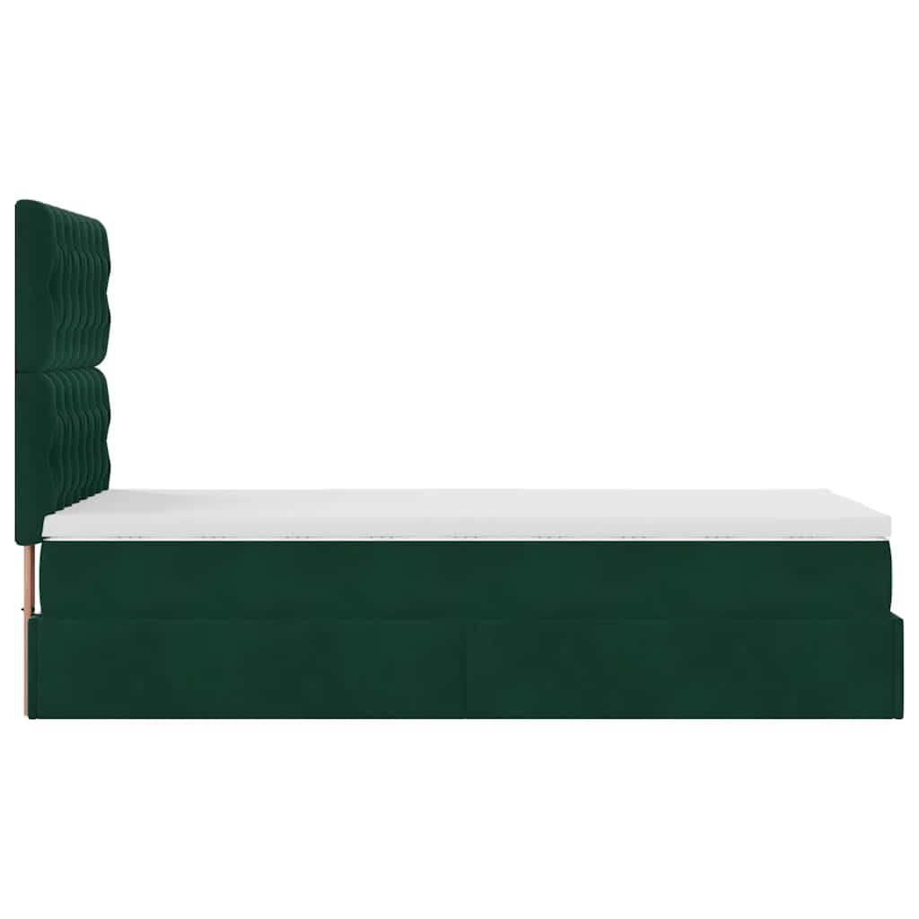 Cadre de lit ottoman avec matelas vert foncé 90x200 cm velours - XIOS