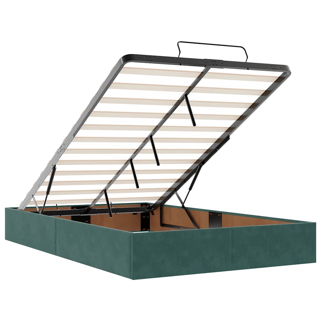 Cadre de lit ottoman avec matelas vert foncé 120x190 cm velours - XIOS