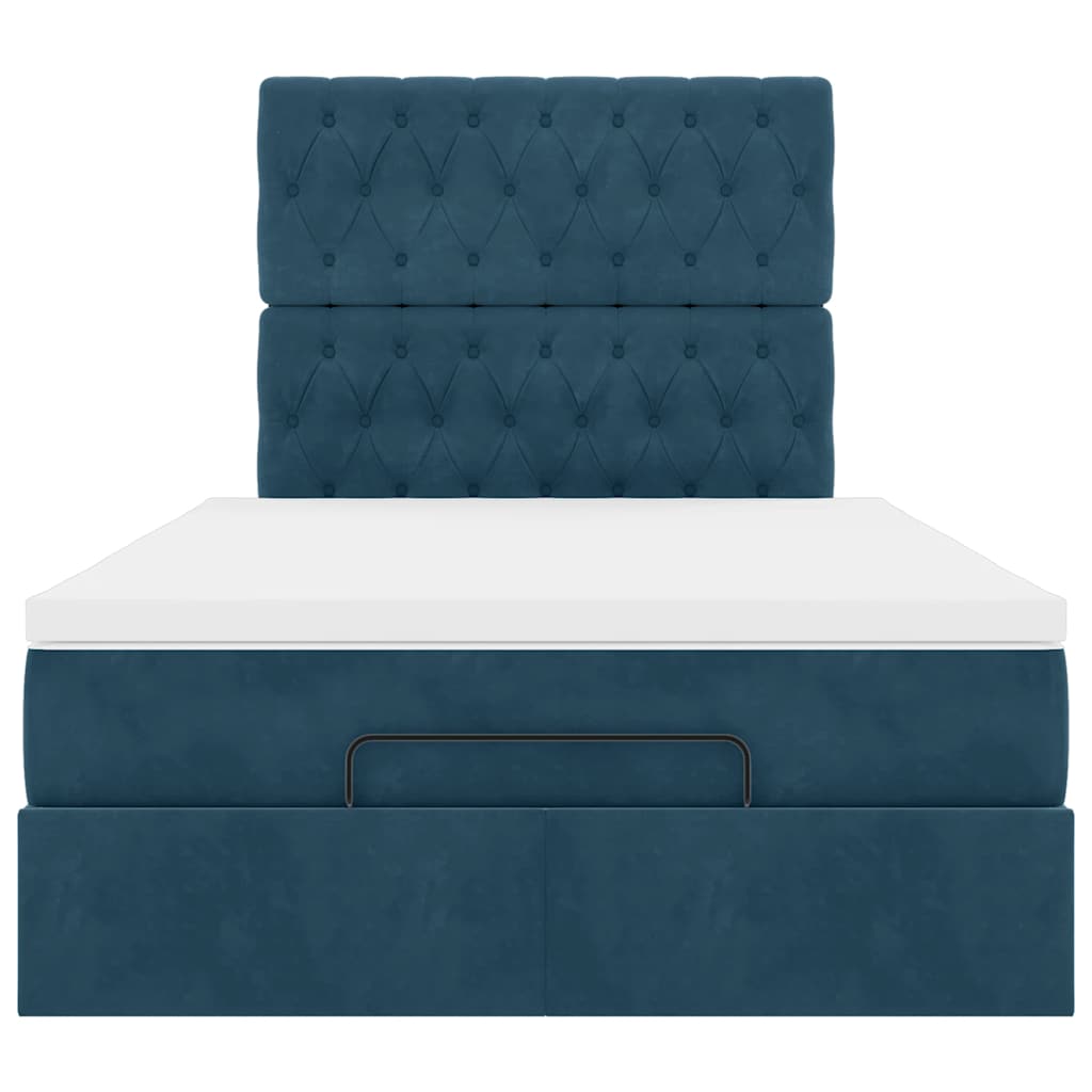 Cadre de lit ottoman avec matelas bleu foncé 120x200 cm velours - XIOS