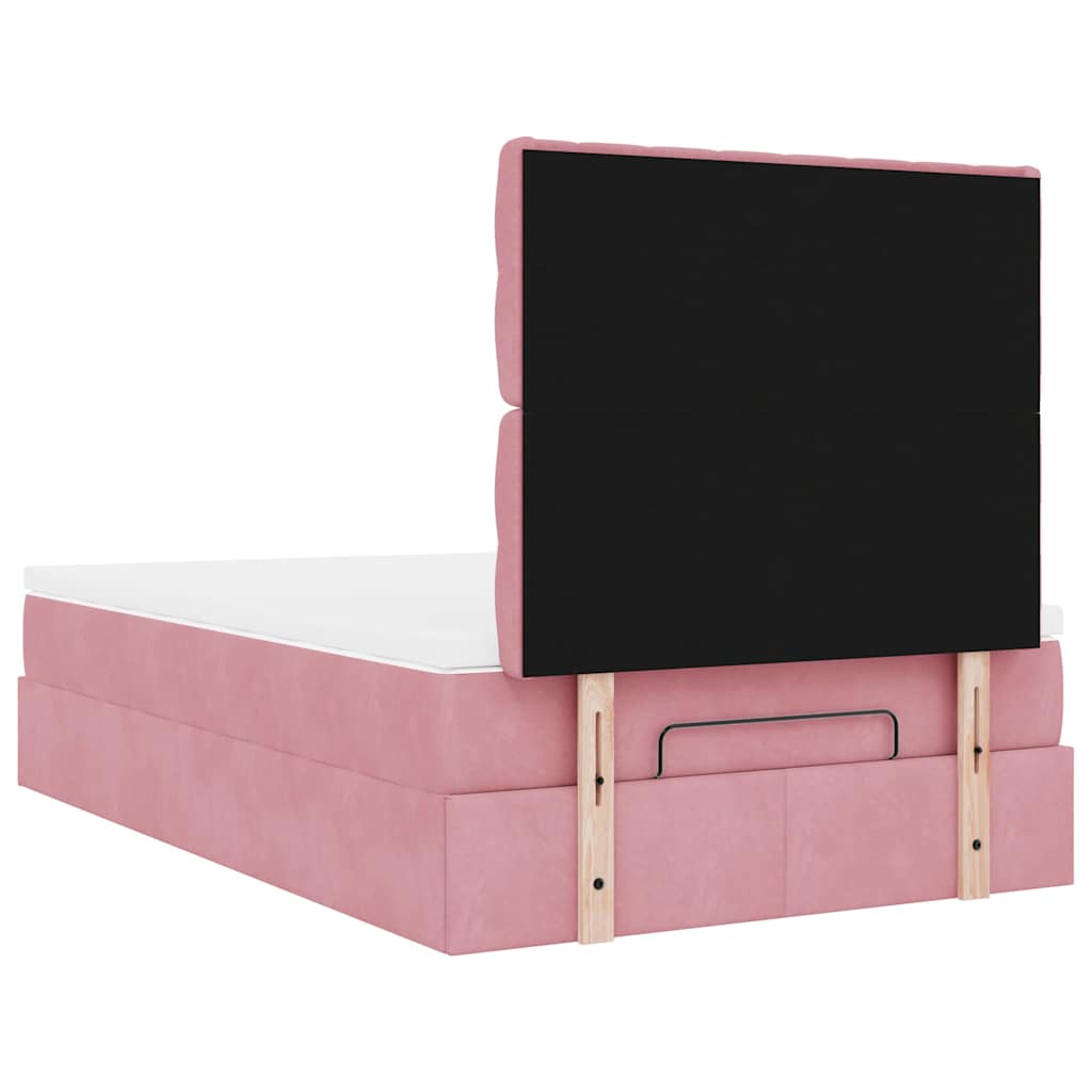 Cadre de lit ottoman avec matelas rose 120x200 cm velours - XIOS