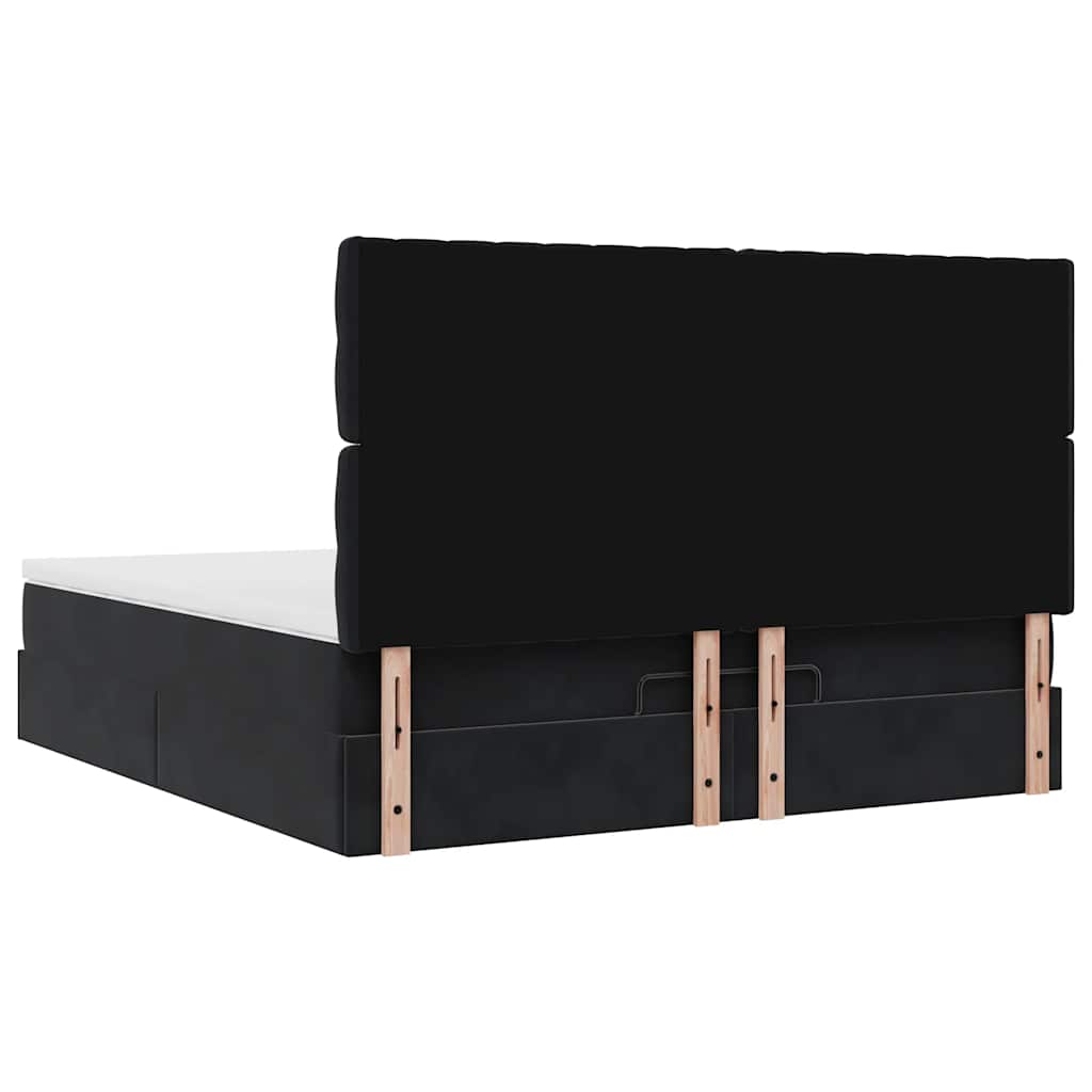 Cadre de lit ottoman avec matelas noir 180x200cm velours - XIOS
