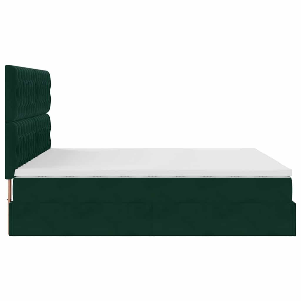 Cadre de lit ottoman avec matelas vert foncé 180x200cm velours - XIOS