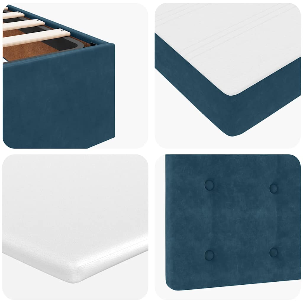 Cadre de lit ottoman avec matelas bleu foncé 90x190 cm velours