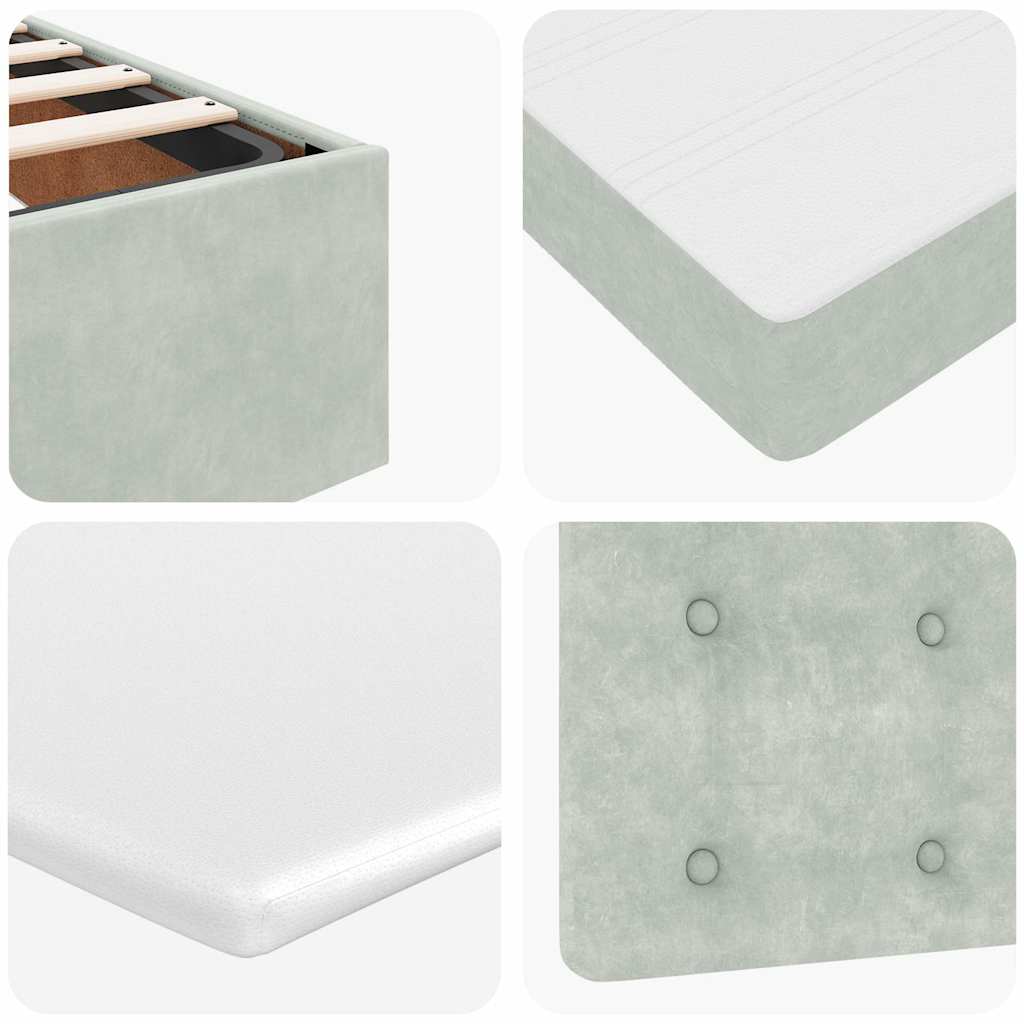 Cadre de lit ottoman et matelas gris clair 90x200 cm velours