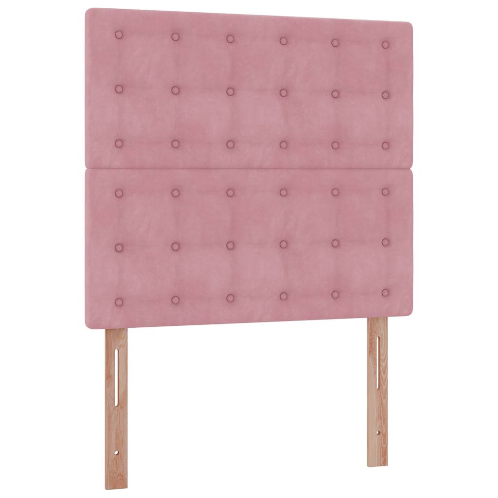 Cadre de lit ottoman avec matelas rose 100x200 cm velours